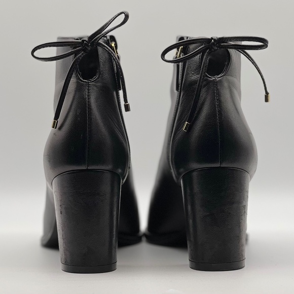 Stuart Weitzman Gardiner Bow Accent Block Heel Bootie Black Leather Women's 6 - Picture 6 of 13